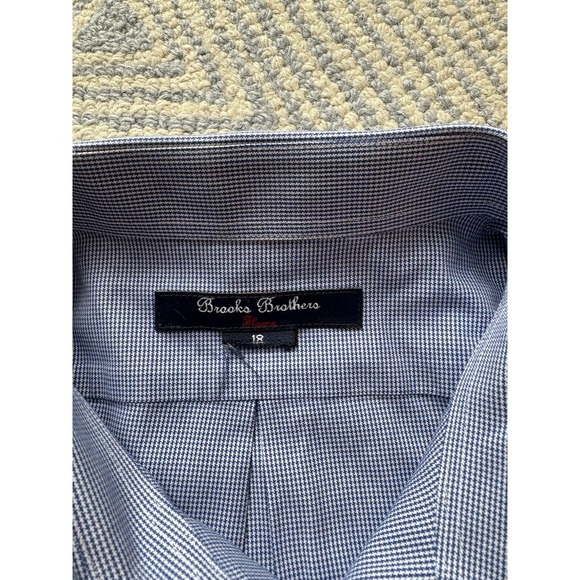 Brooks Brothers Fleece Long Sleeve Button Shirt - Blue/White - 18 - Picture 4 of 5